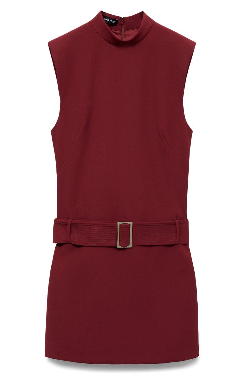 MANGO Sleeveless Belted Minidress, Alternate, color, Maroon