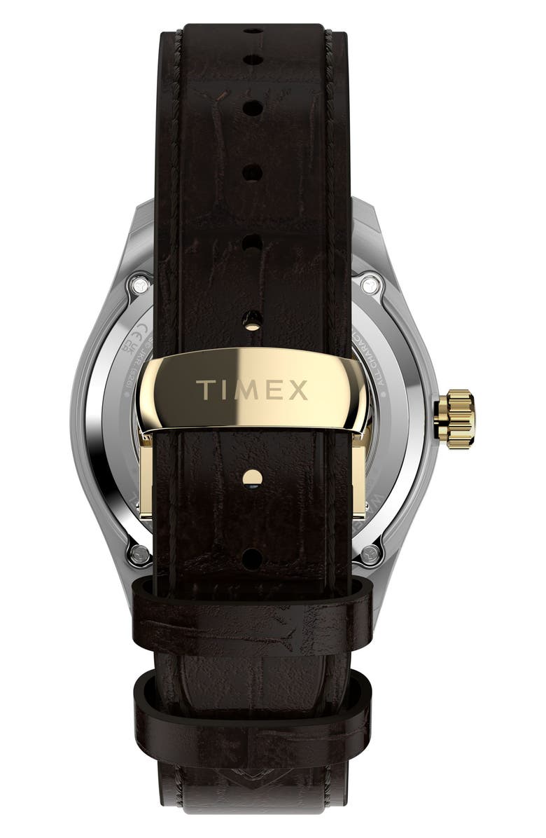 Timex<sup>®</sup> Harry Potter x Timex Waterbury Skeleton Automatic 39mm Leather Strap Watch, Alternate, color, Silver/ Gold Tone