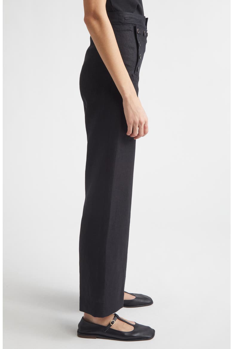 Linen Sailor Trousers, Alternate, color, BLACK