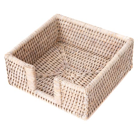 Artifacts Rattan Cocktail Napkin Holder with Cutout