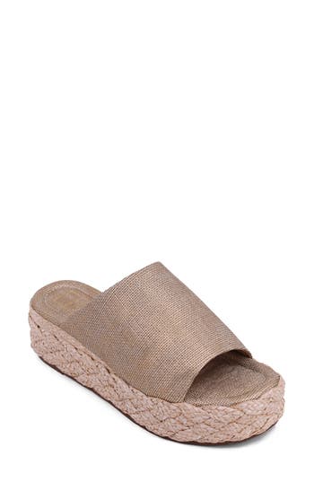 Shushop Lizzie Jute Platform Slide Sandal In Gold