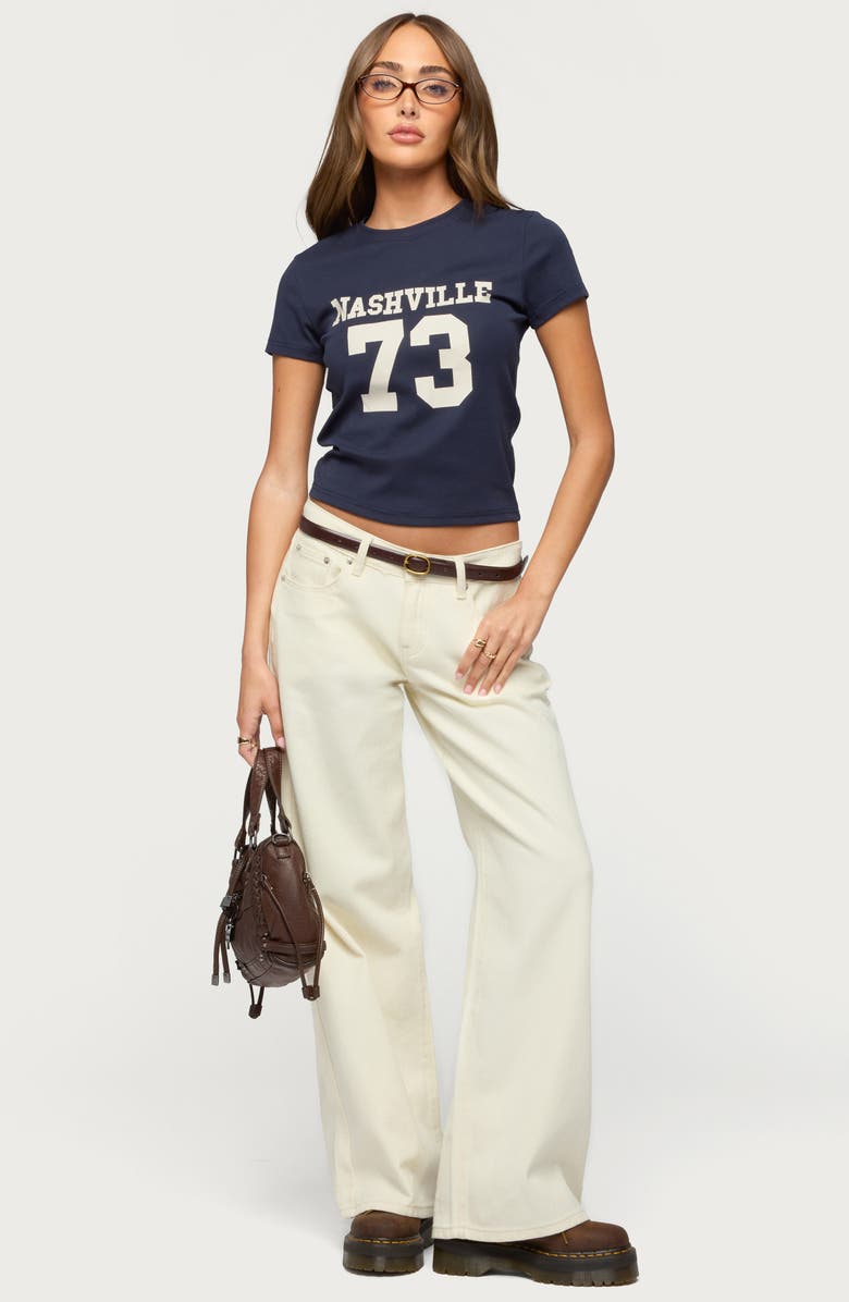 EDIKTED Nashville Cotton Graphic T-Shirt, Alternate, color, Navy