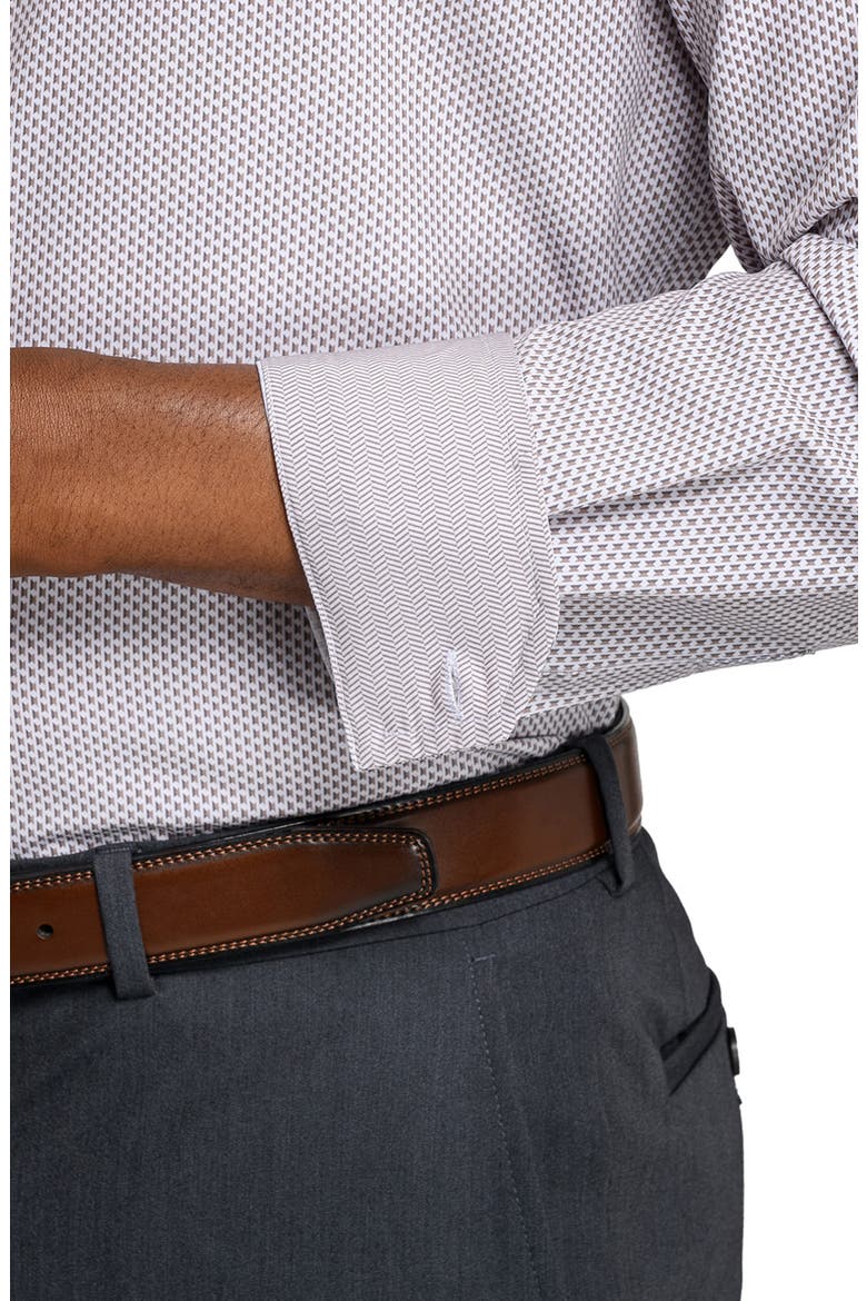 Slim Fit Tile Print Performance Dress Shirt, Alternate, color, KHAKI