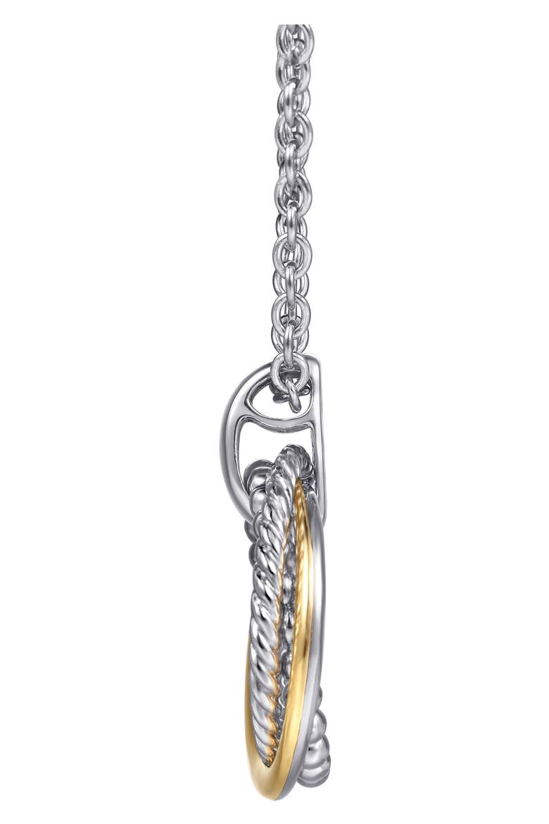 Layered Circle Pendant Necklace, Alternate, color, SILVER/ 14K YELLOW GOLD