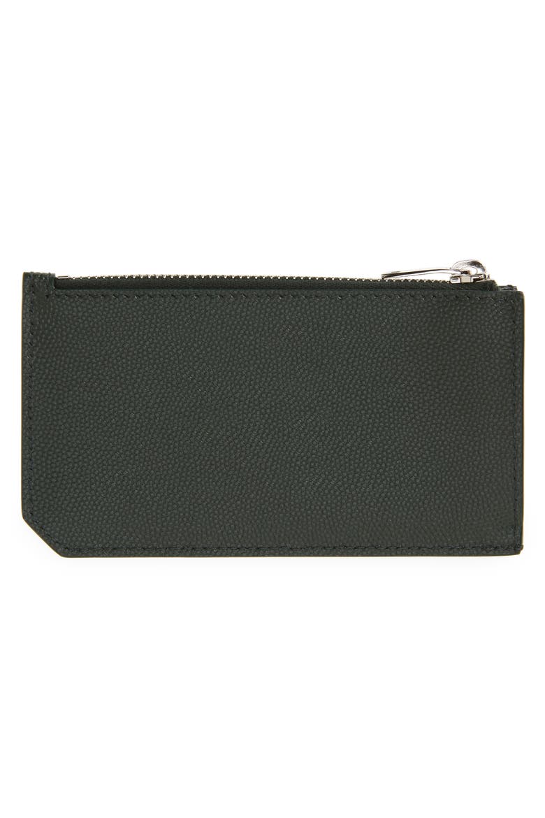 Pebble Grain Leather Zip Wallet, Alternate, color, DARK GREEN