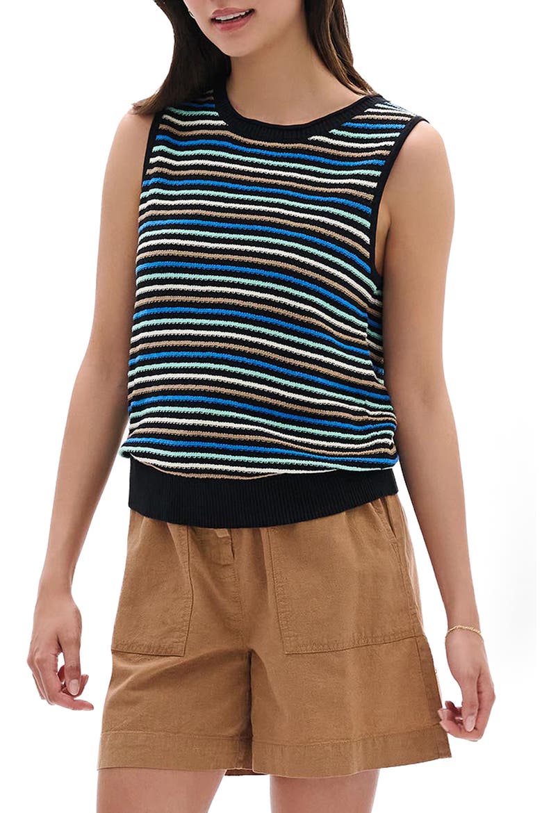 Kate Desert Stripe Cotton Sweater Vest, Main, color, BLACK