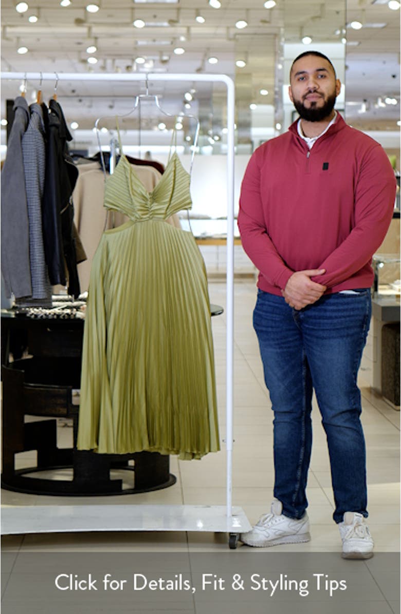 Niamh Pleated Cutout Satin Midi Dress, sales video thumbnail