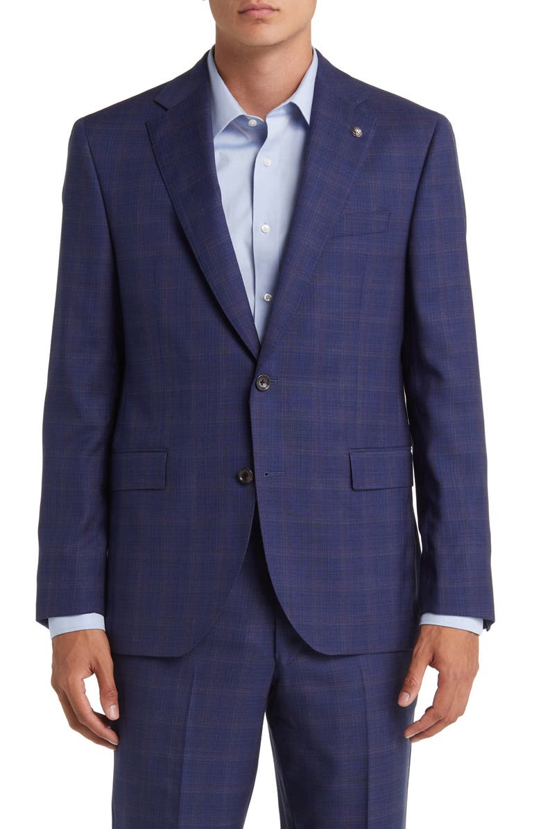 Jack Victor Esprit Soft Constructed Deco Plaid Wool Suit, Alternate, color, Navy