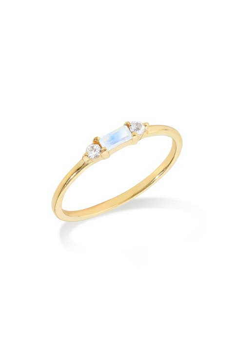 Baguette & Round Gemstone Ring