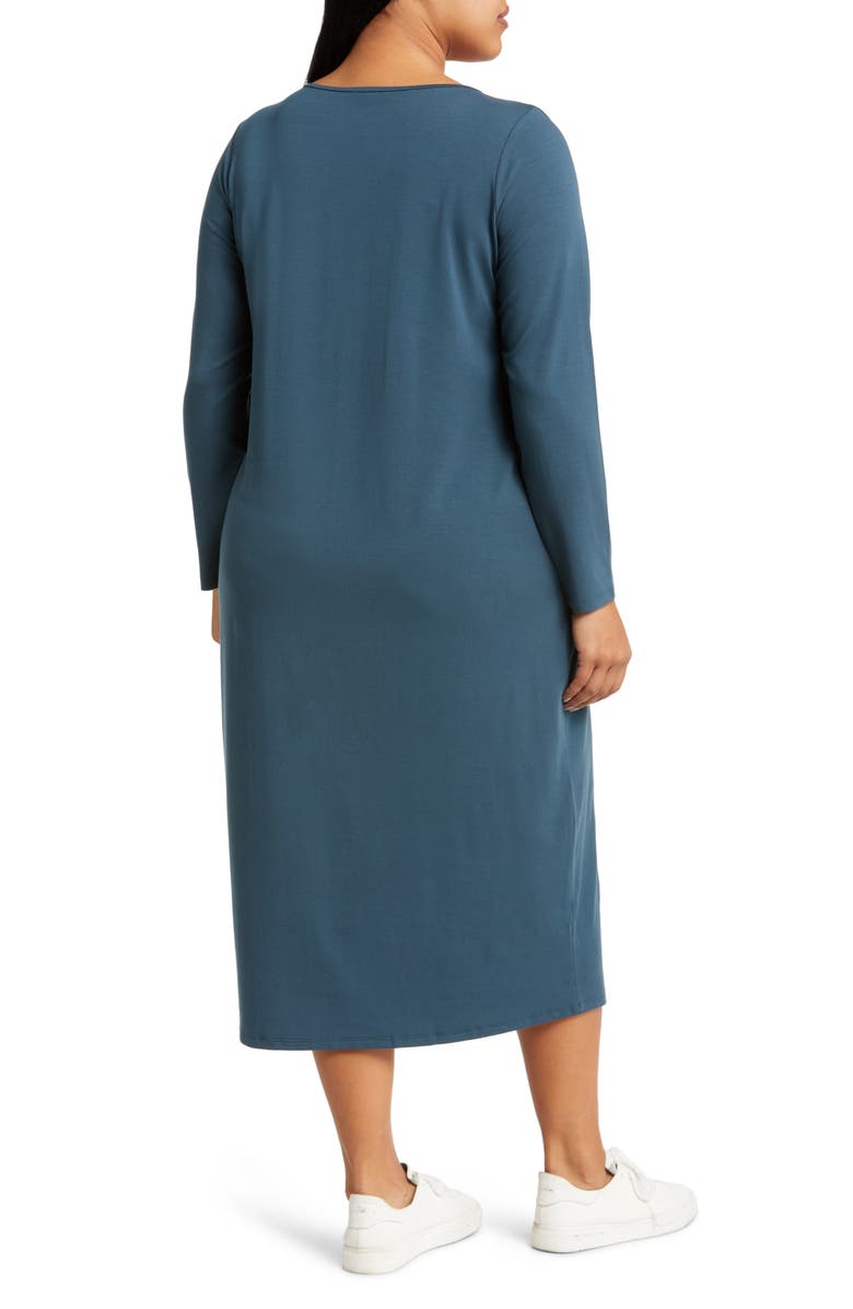Eileen Fisher Long Sleeve Jersey Midi Dress, Alternate, color, 