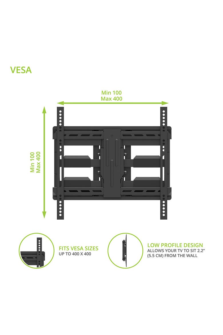 LX600SW Full-Motion Metal Stud Mount with SNAPTOGGLE® Heavy-Duty Toggle Bolts for 34" - 65" TVs, Alternate, color, Black