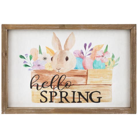Hello Spring Easter Bunny Wall Sign - 11.75"