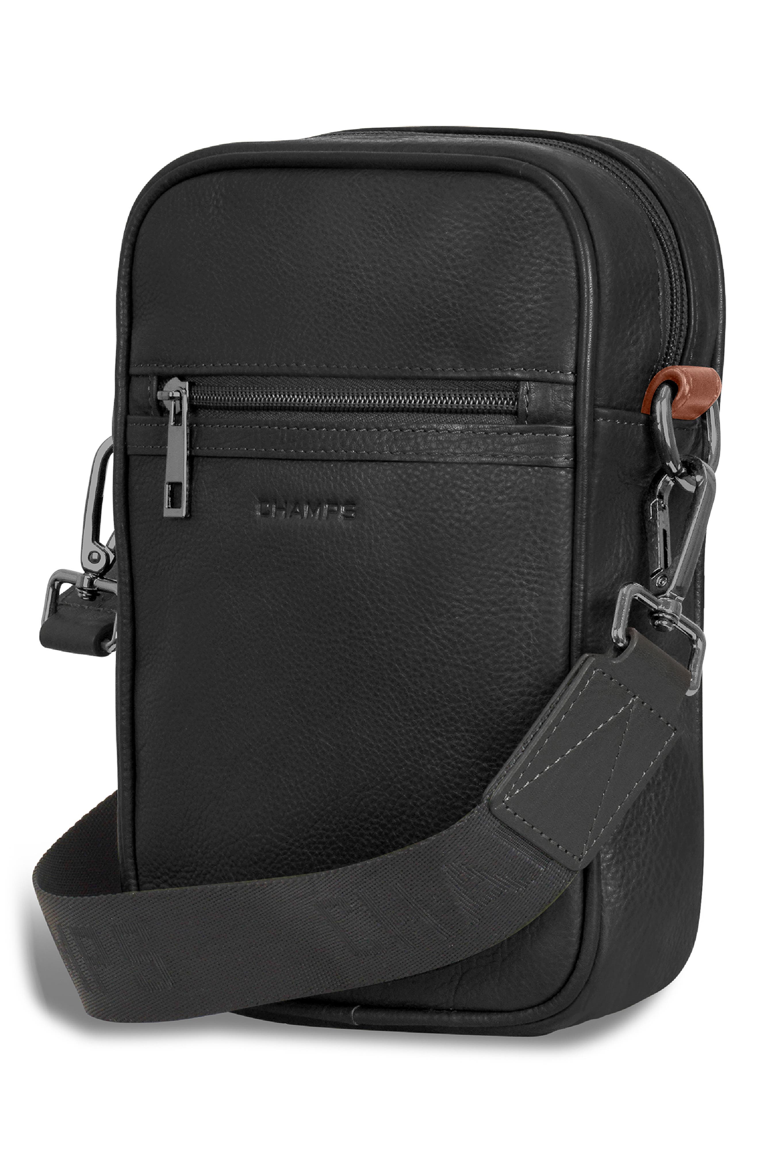 CHAMPS Onyx Leather Vertical Crossbody Bag, Alternate, color, Black
