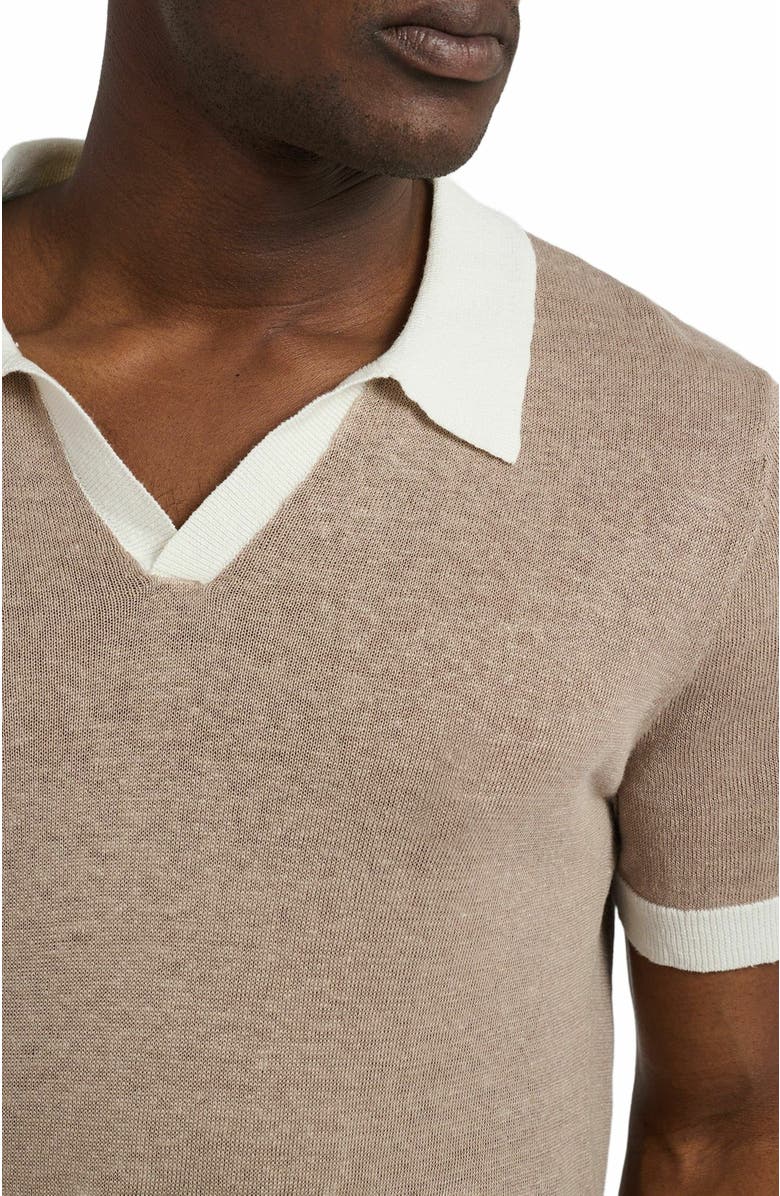 Onia Linen Johnny Collar Polo Sweater, Alternate, color,
