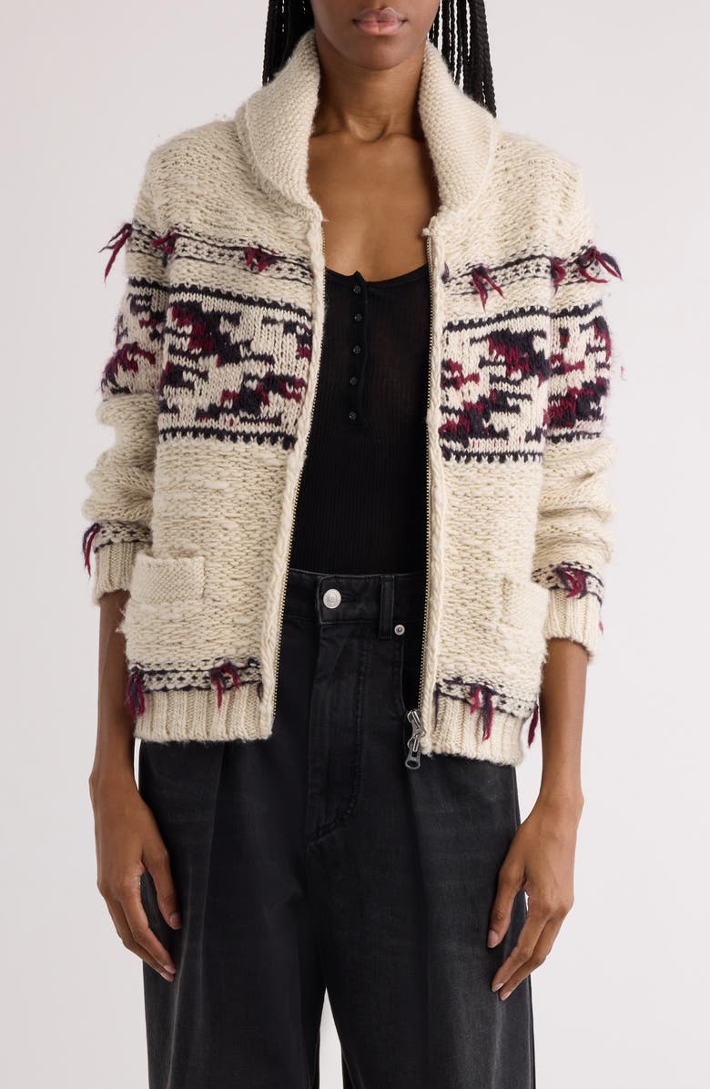 Thylane Placed Print Wool Cardigan