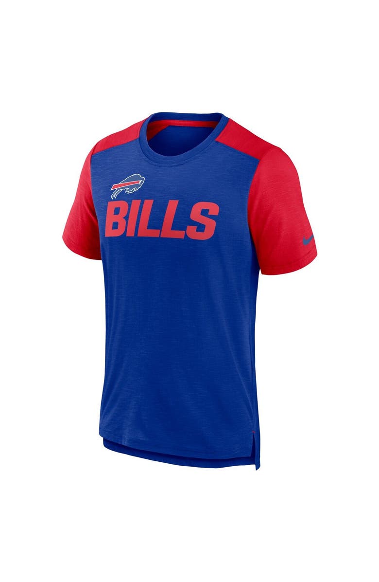 Nike Men's Nike Heathered Royal/Heathered Red Buffalo Bills Color Block Team Name T-Shirt, Alternate, color,