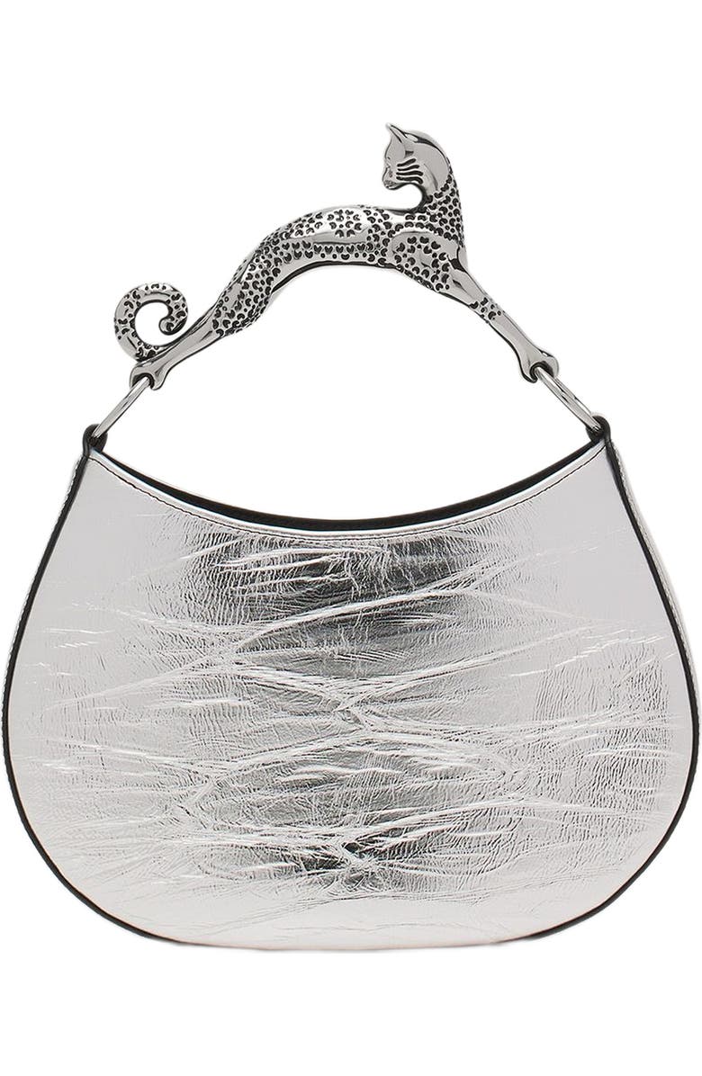 Lanvin Hobo Cat Bag in Metallic Leather, Alternate, color,