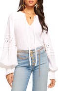 Ramy Brook Mika Tie Neck Lattice Inset Blouse
