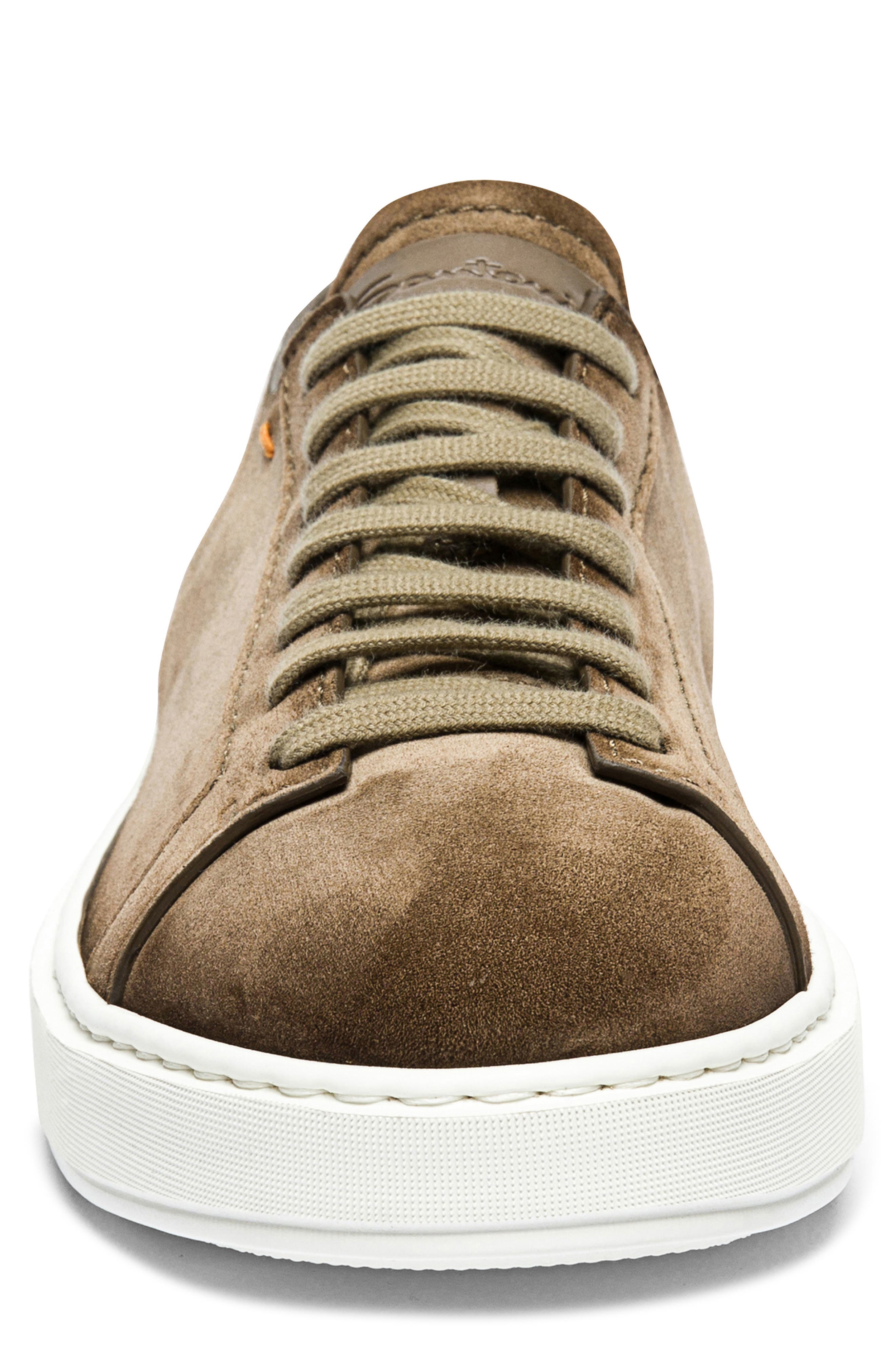 Santoni Damps Low Top Suede Sneaker, Alternate, color, Brown