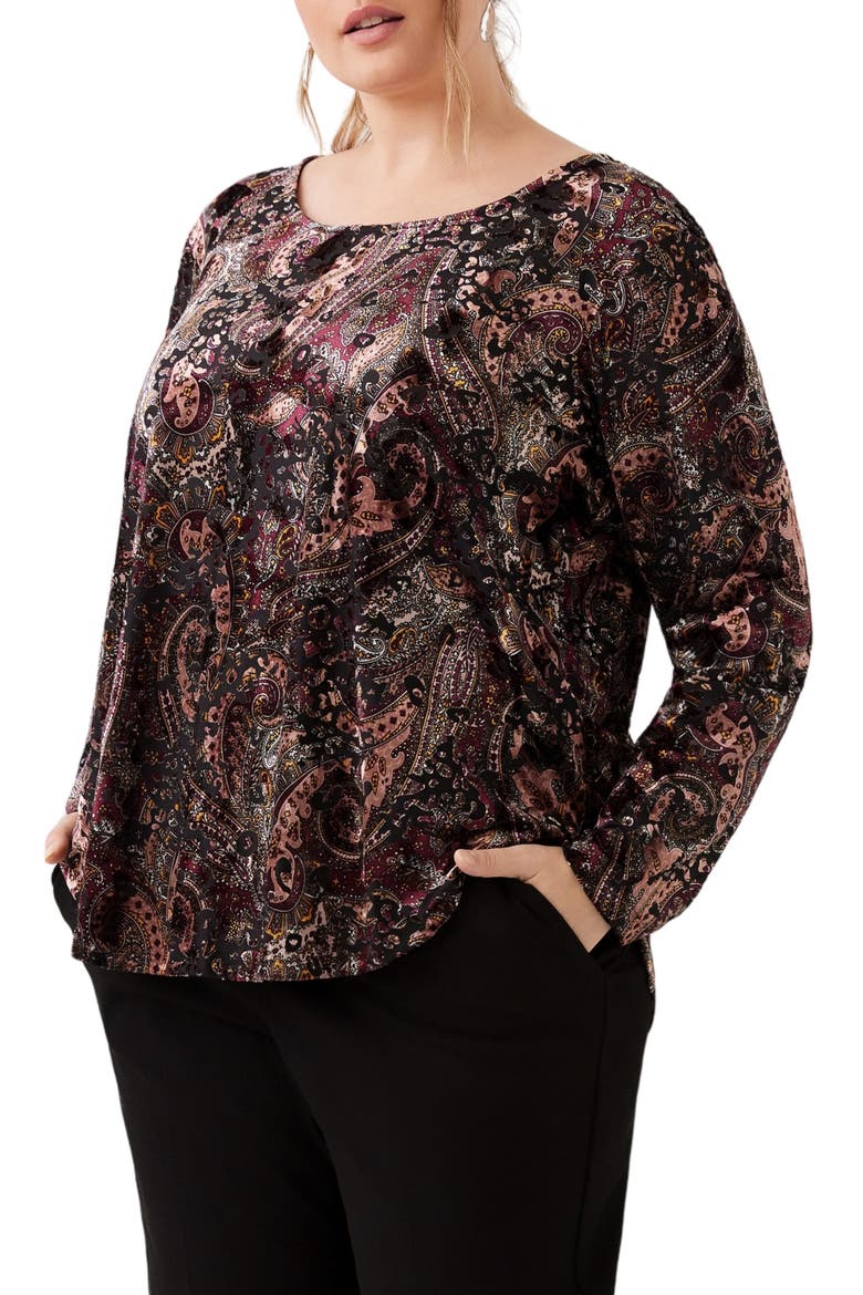 Velvet Burnout Shirttail Top, Alternate, color, PRINT