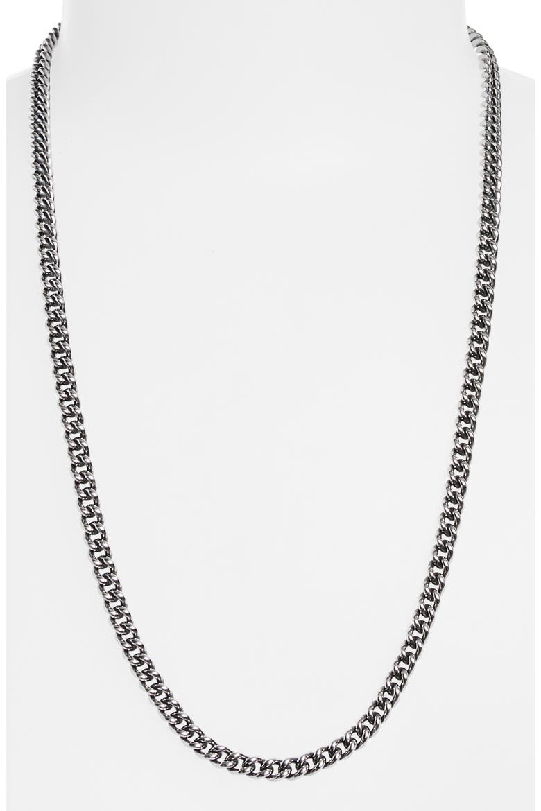 Men's Ruby Rosette 4A Curb Chain Necklace, Alternate, color, STERLING SLIVER