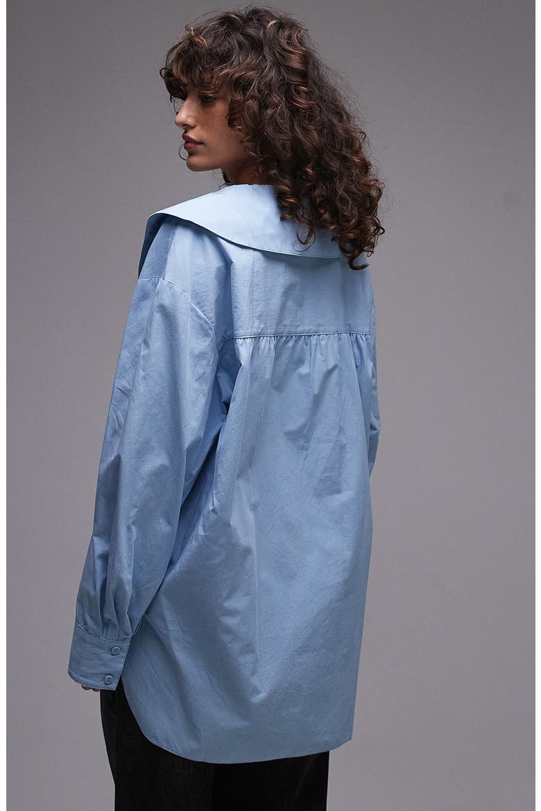 Point Collar Cotton Poplin Button-Up Shirt, Alternate, color, MID BLUE