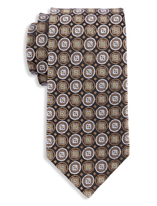 Oak Hill Premium By Dxl Oak Hill Premium Medallion Patterned Silk Tie In Brown