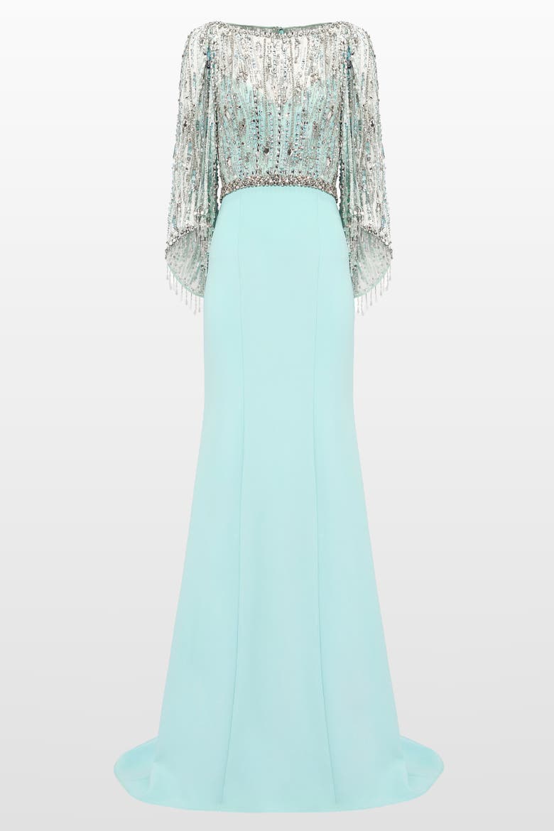 Wanderlust Embellished-Details Maxi Dress, Alternate, color, Crystal Aqua
