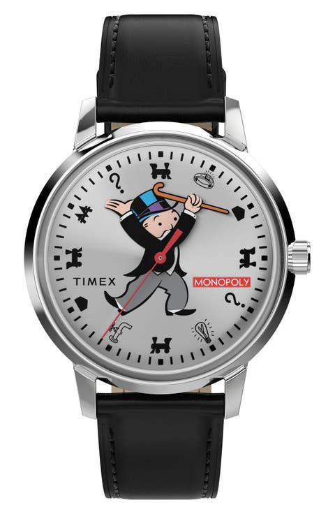 x Monopoly Marlin® Automatic Leather Strap Watch, 38mm