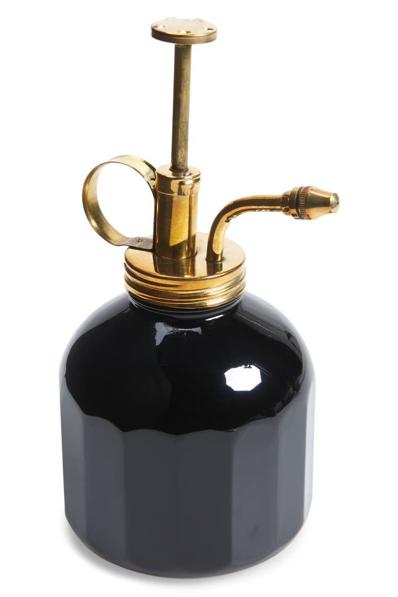 Brass & Glass Plant Mister, Main, color, BLACK