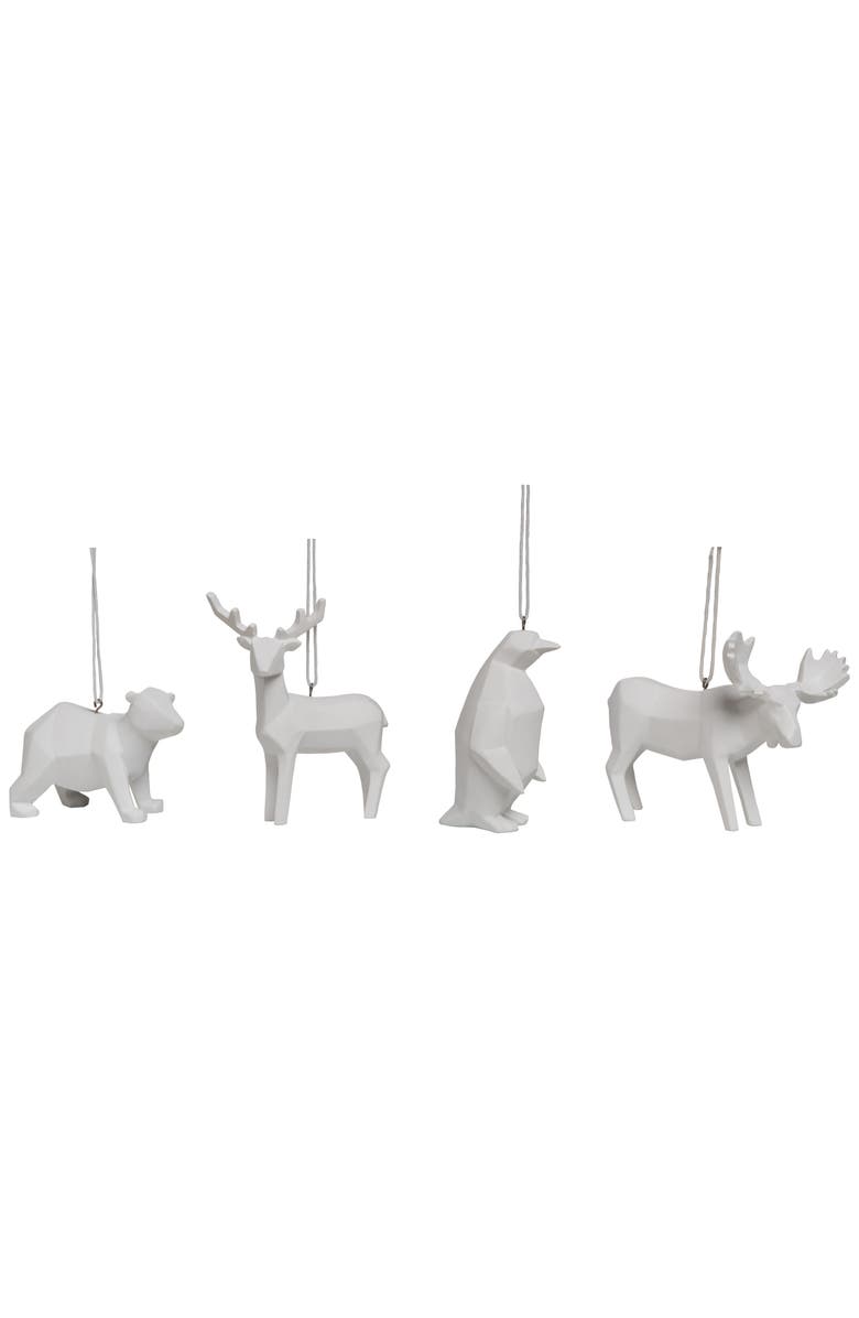 Transpac Resin Geometric Deer Ornament Set of Christmas Decorations, Main, color,