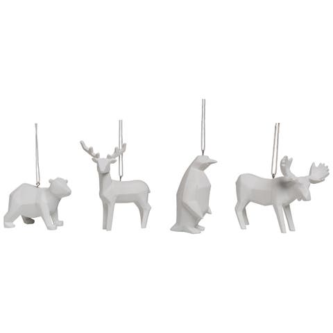 Resin Geometric Deer Ornament Set of Christmas Decorations