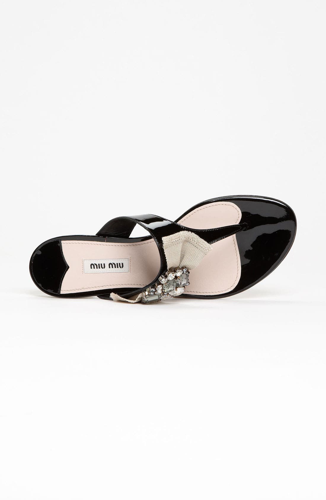 Crystal Bow Thong Sandal, Alternate, color, BLACK