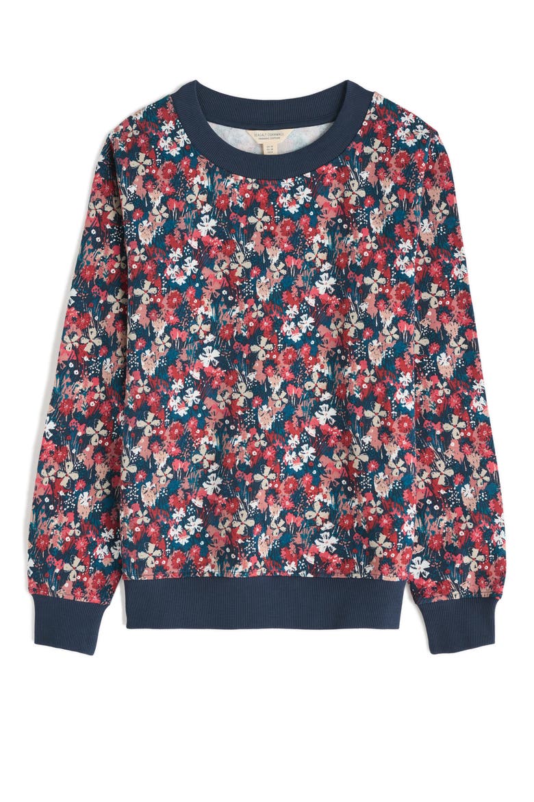Bright Wave Floral Organic Cotton Sweatshirt, Main, color, MOORLAND FLORAL SQUASH
