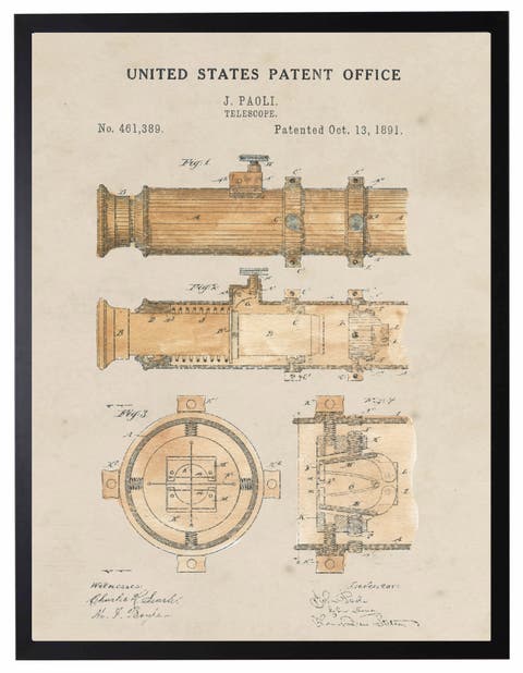 Telescope Patent in Black Frame