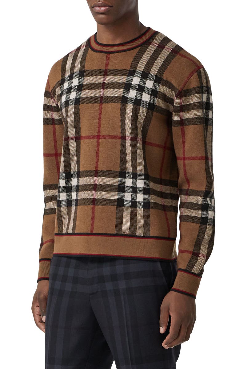 Burberry Naylor Check Jacquard Merino Wool Sweater, Alternate, color,