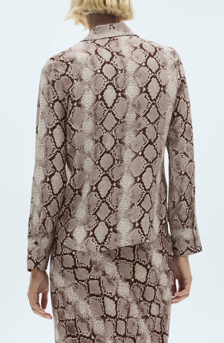 MANGO Snakeskin Print Button-Up Shirt, Alternate, color, 