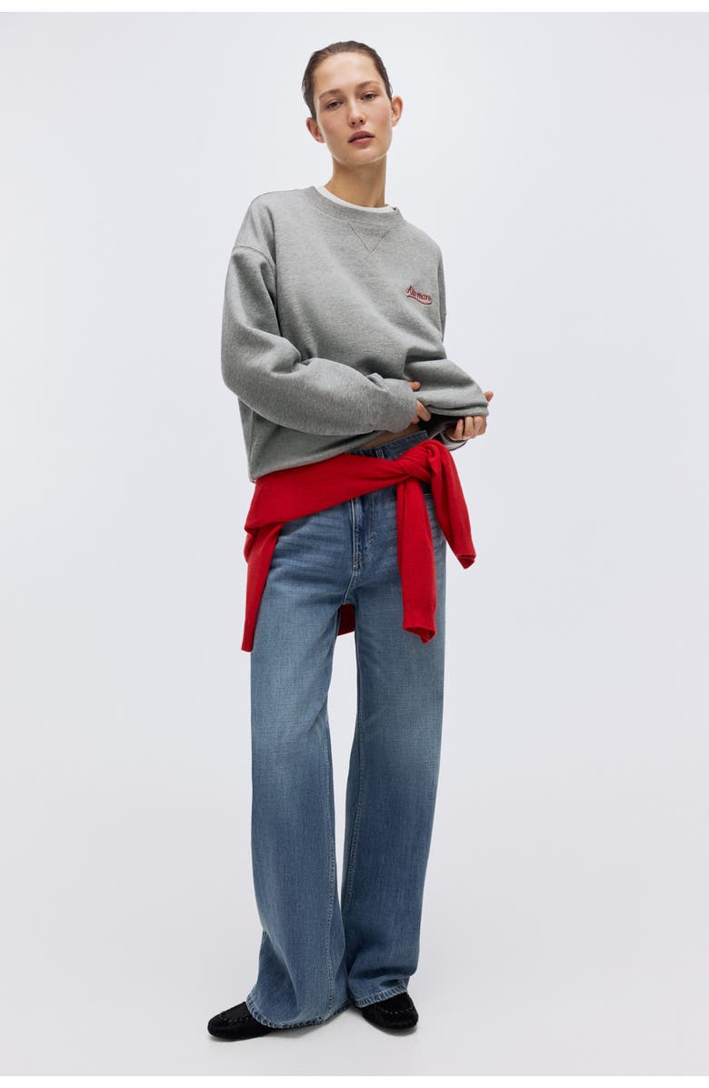 H&M Motif-detail Sweatshirt, Main, color, Gray Melange/Alto Mare
