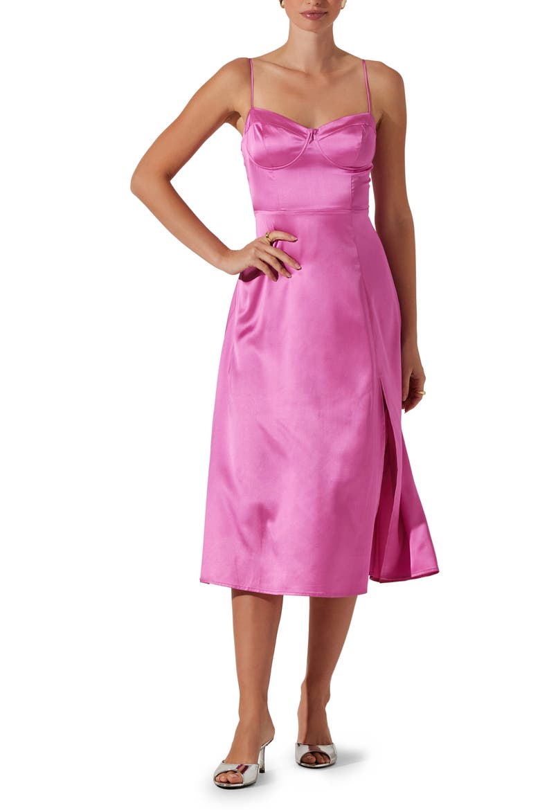 Bustier Satin Dress, Main, color, BUBBLEGUM