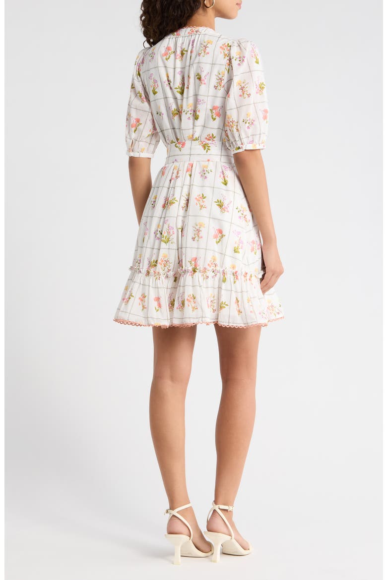 Diane Floral Redna Belted Cotton Button-Up Minidress, Alternate, color, CORAL-MULTI