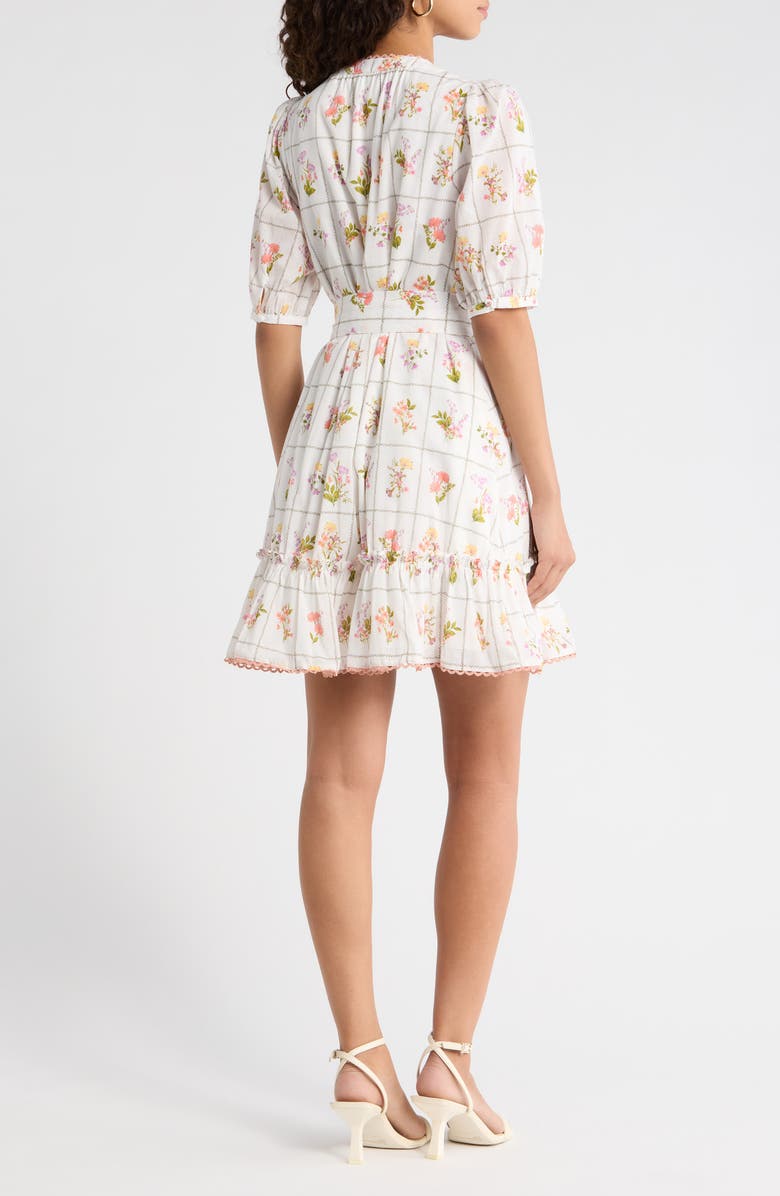 SUGARLIPS Diane Floral Redna Belted Cotton Button-Up Minidress, Alternate, color, Coral-Multi