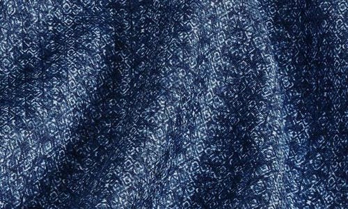DAVID DONAHUE DAVID DONAHUE TEXTURE PRINT SHORT SLEEVE LINEN & COTTON SHIRT