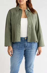 Wit & Wisdom Embroidered Scallop Peplum Jacket