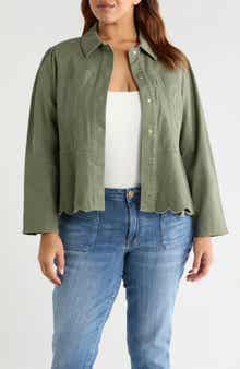 Embroidered Scallop Peplum Jacket