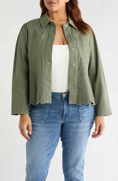 Embroidered Scallop Peplum Jacket
