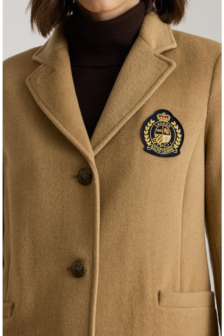 Logo Patch Wool Blend Jacket, Alternate, color, CAMEL