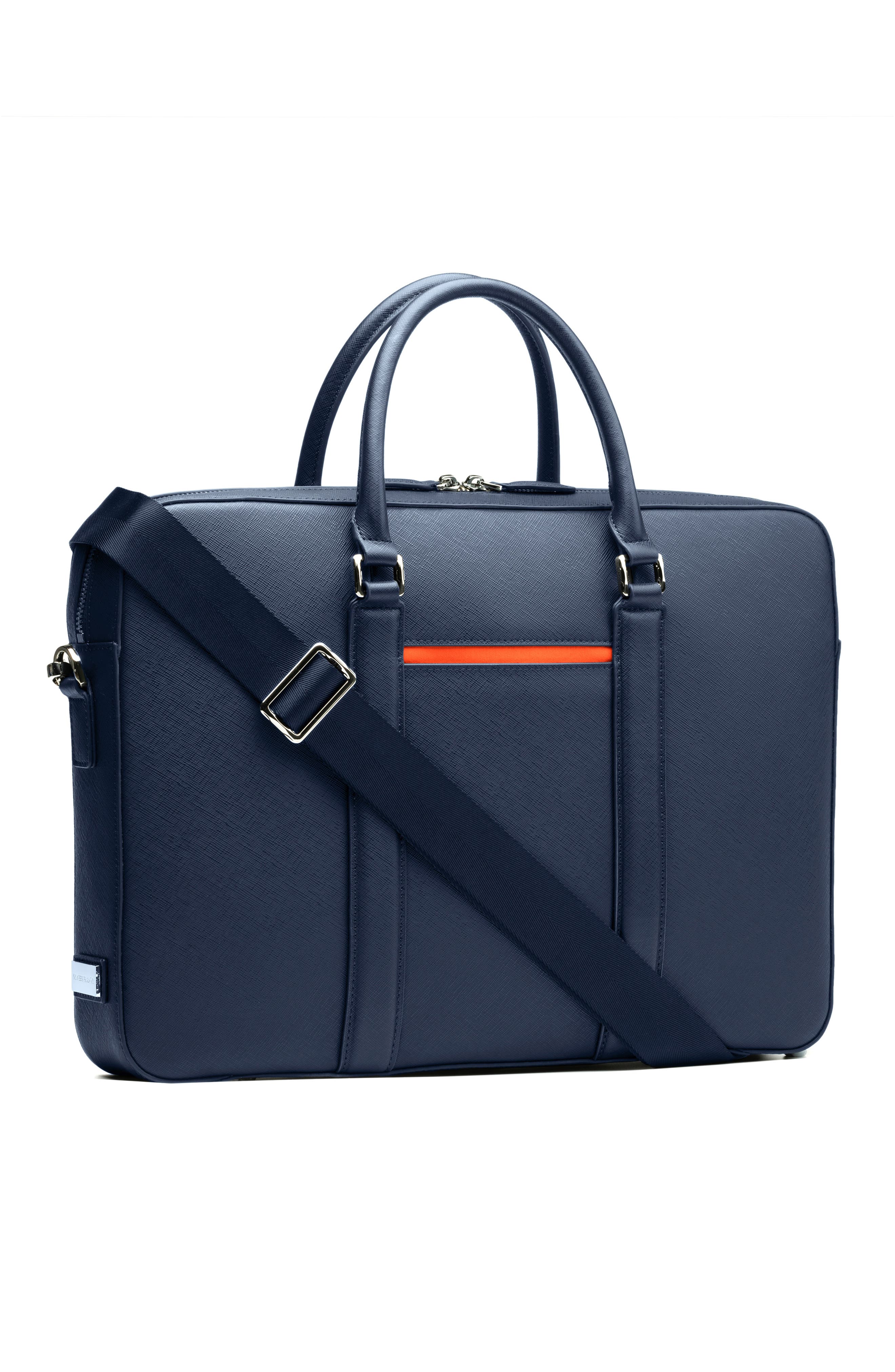 Manhattan Deluxe Leather Briefcase, Alternate, color, NAVY