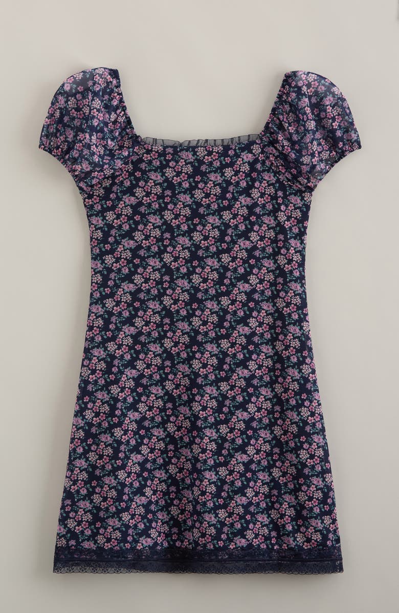 Treasure & Bond Kids' Puff Sleeve Dress Dress, Alternate, color, Navy Medieval Wild Garden