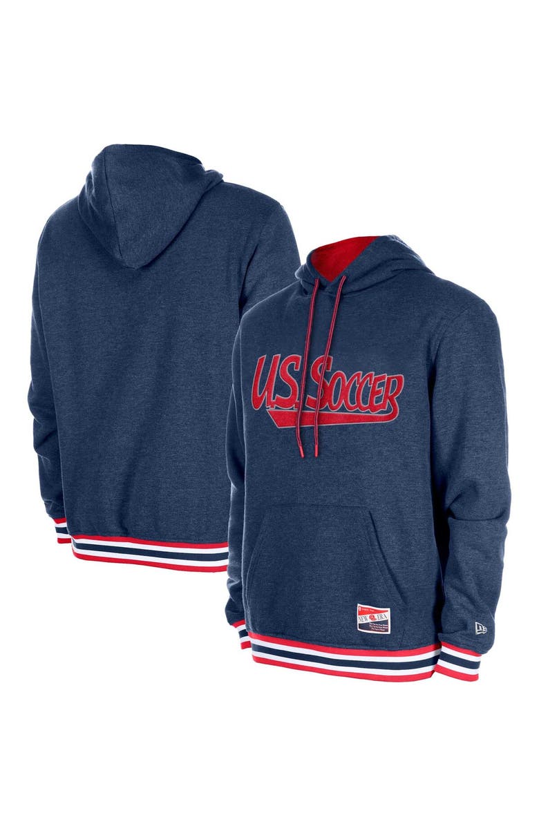 5TH AND OCEAN BY NEW ERA Men's 5th & Ocean by New Era Navy USMNT Throwback Fleece Pullover Hoodie, Main, color, Navy