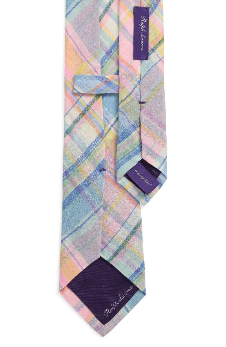 Ralph Lauren Purple Label Plaid Linen Tie, Alternate, color, 